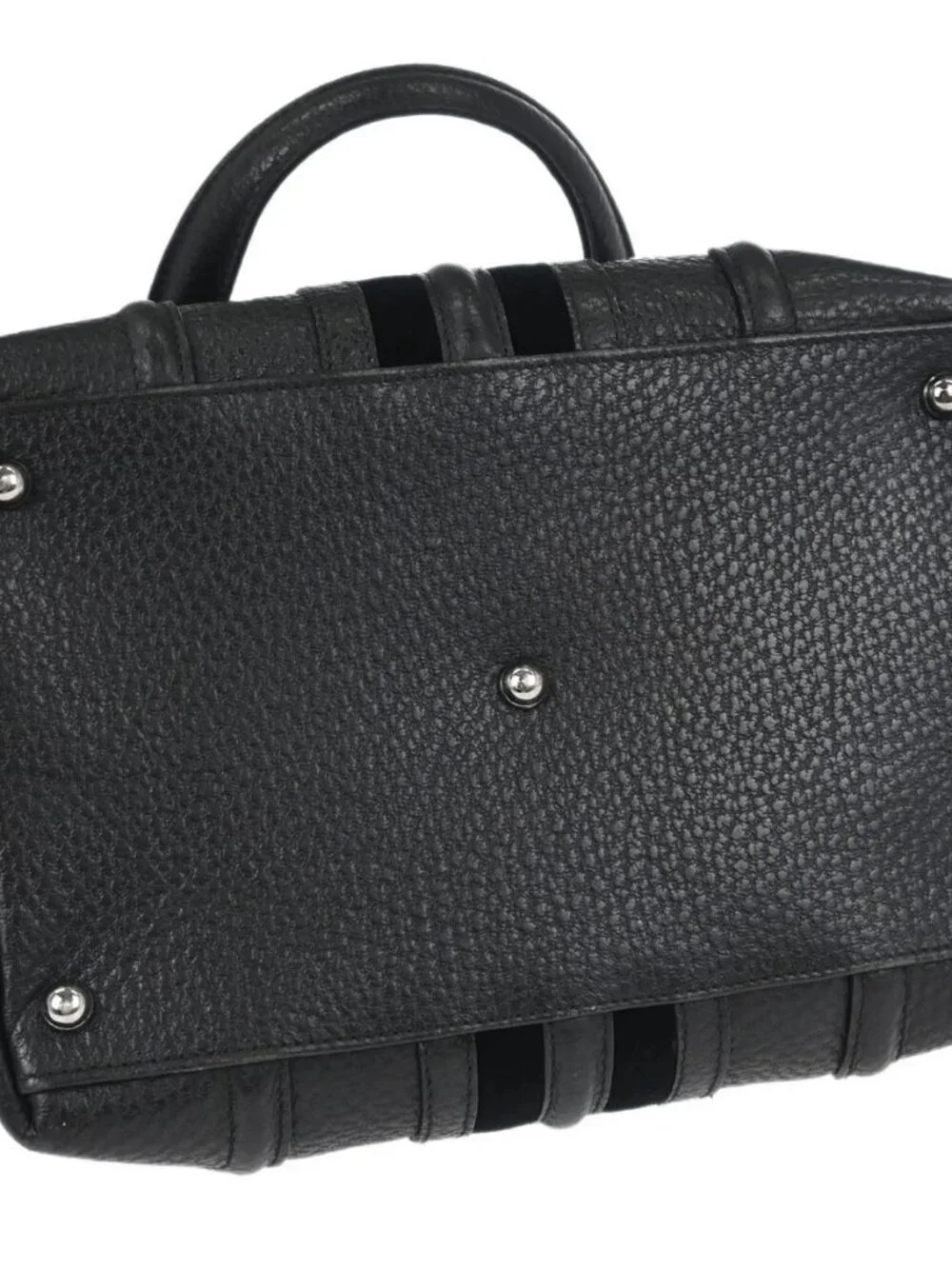 Gucci Black Leather Sherry Line Treasure Duffle Handbag 146002